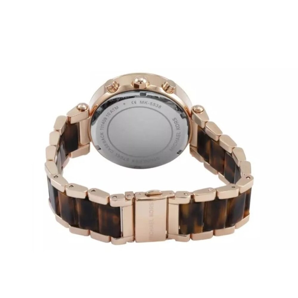 NEW Michael Kors MK5538 Parker Rose Gold Tortoise Watch Stainless Steel Acetate - Picture 5 of 7